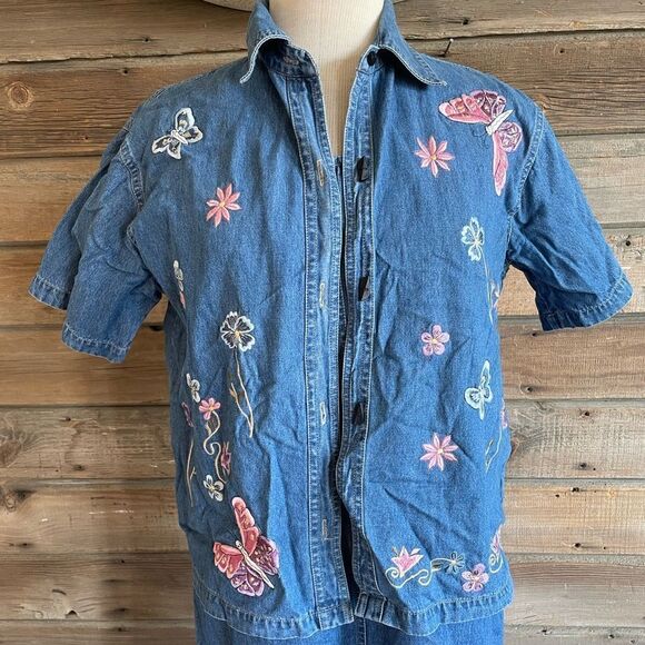 Vintage New Direction Matching Denim Button Down Shirt and Maxi Dress Size S EUC - Picture 2 of 16